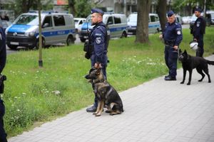 policjanci podczas zabezpieczenia meczu